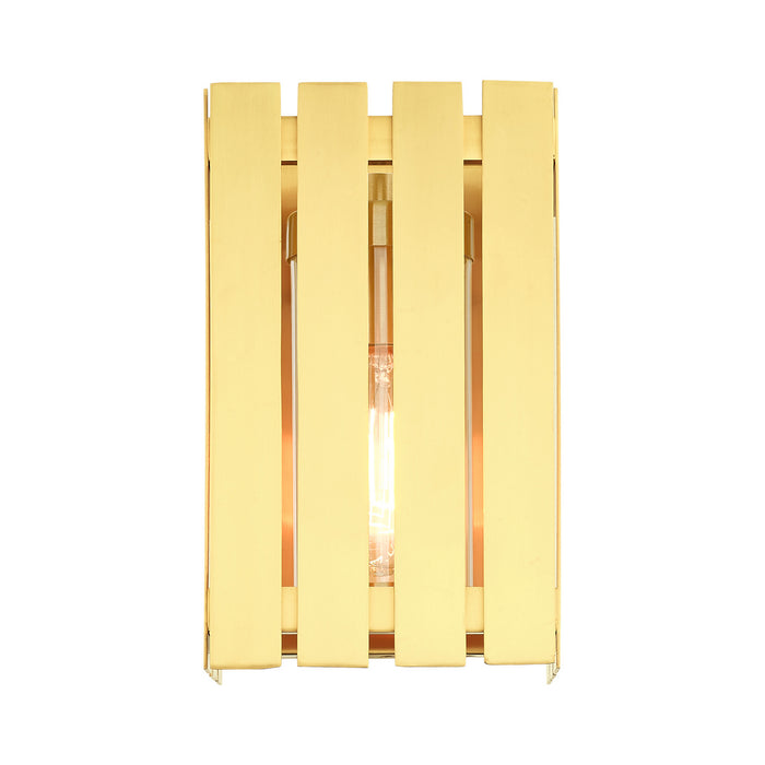 One Light Outdoor Wall Lantern from the Greenwich collection in Satin Brass finish