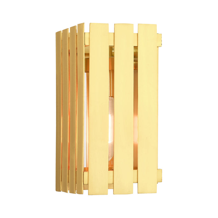 One Light Outdoor Wall Lantern from the Greenwich collection in Satin Brass finish