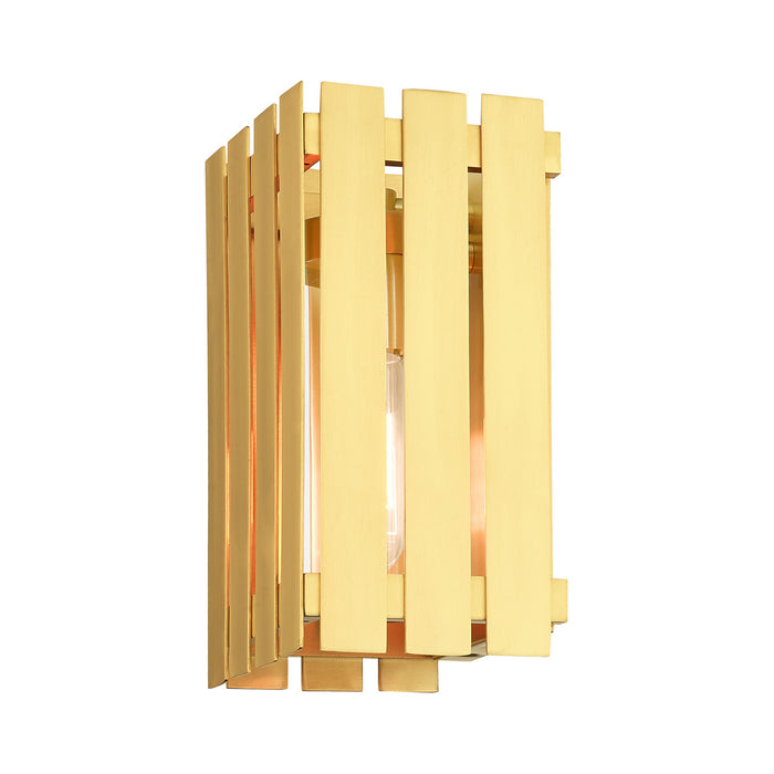 One Light Outdoor Wall Lantern from the Greenwich collection in Satin Brass finish