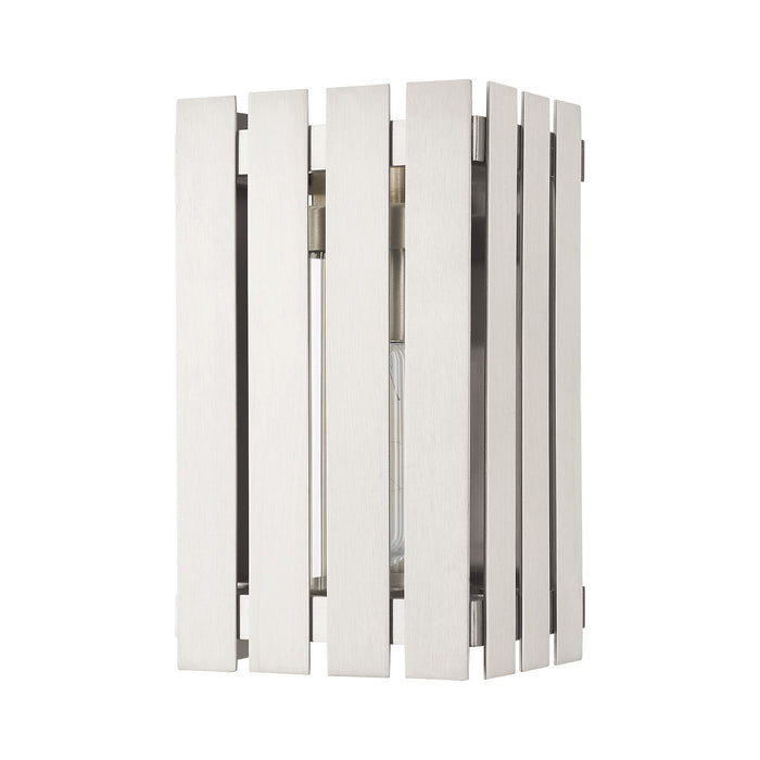 One Light Outdoor Wall Lantern from the Greenwich collection in Brushed Nickel finish