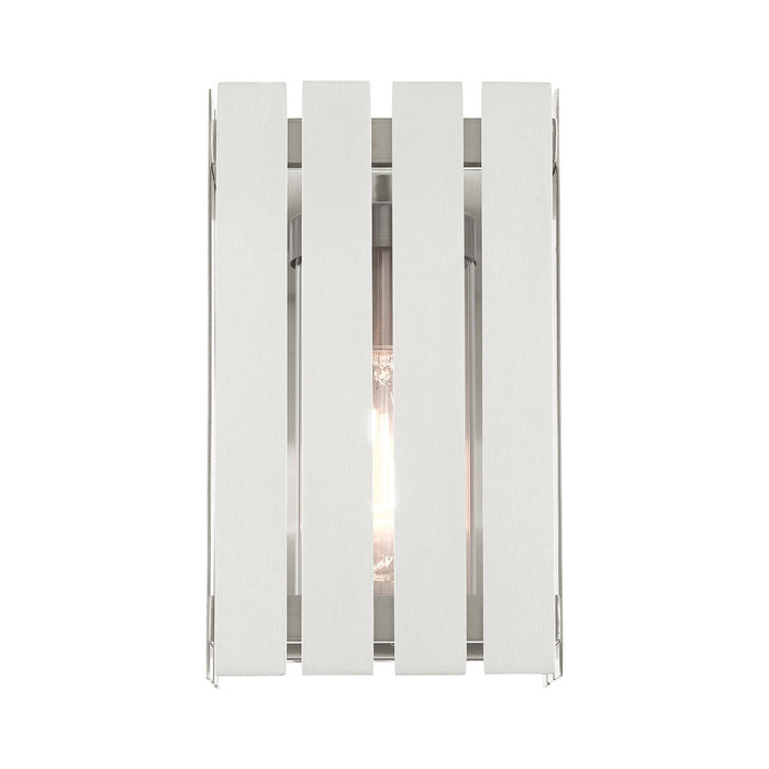 One Light Outdoor Wall Lantern from the Greenwich collection in Brushed Nickel finish