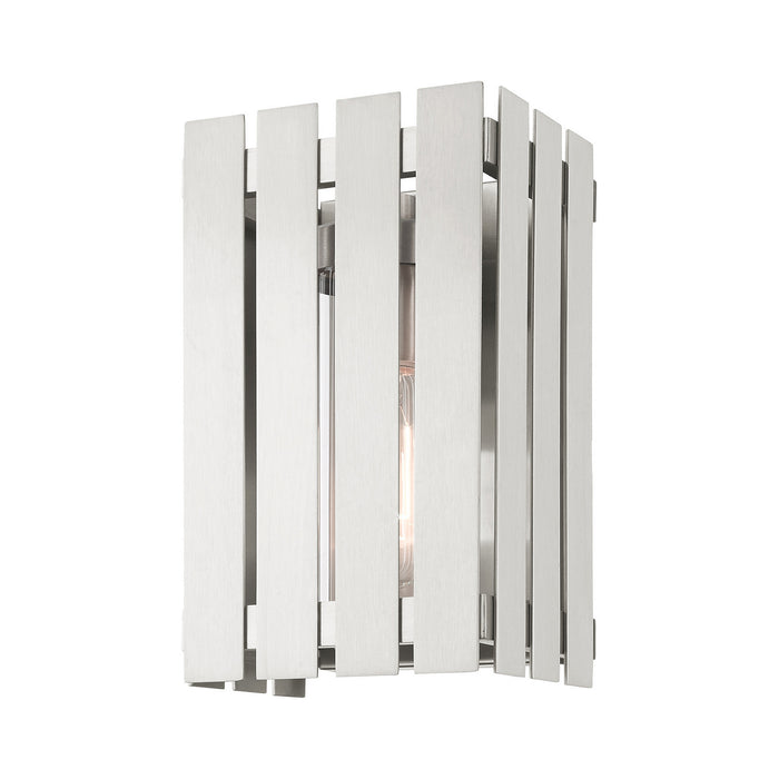 One Light Outdoor Wall Lantern from the Greenwich collection in Brushed Nickel finish