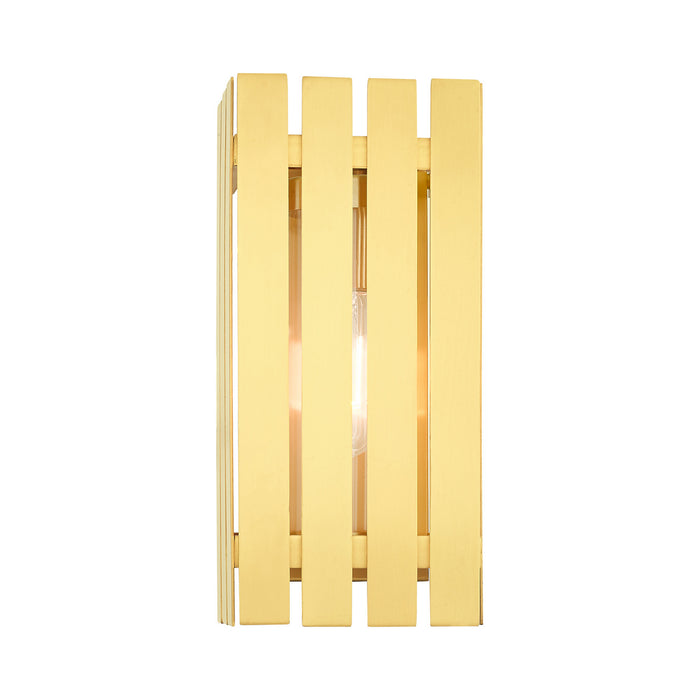 One Light Outdoor Wall Lantern from the Greenwich collection in Satin Brass finish