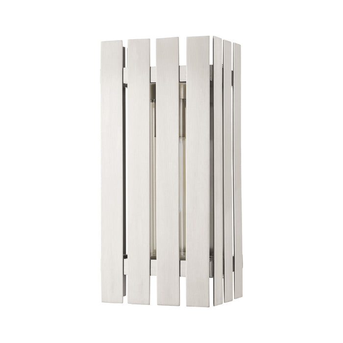 One Light Outdoor Wall Lantern from the Greenwich collection in Brushed Nickel finish