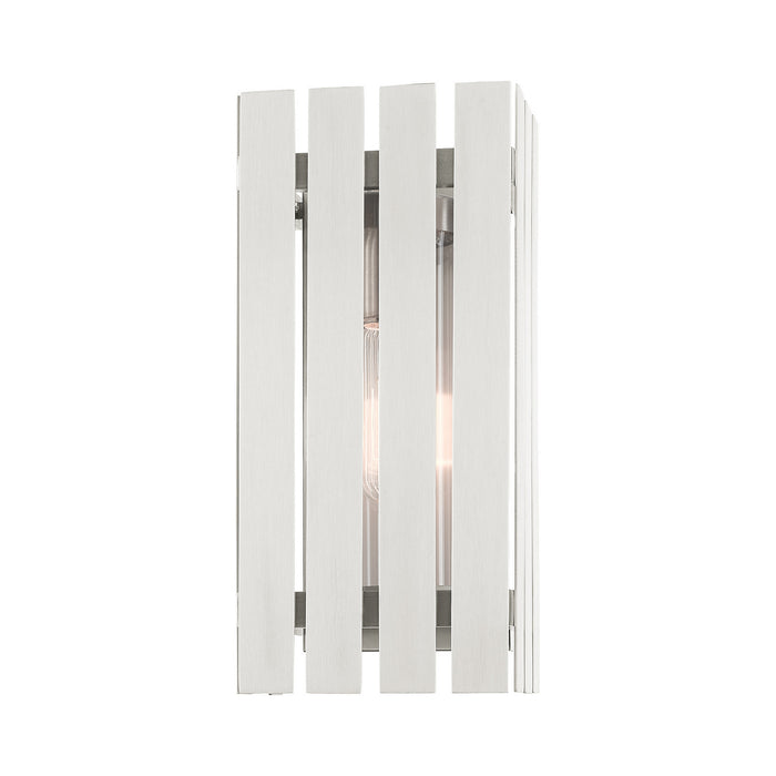 One Light Outdoor Wall Lantern from the Greenwich collection in Brushed Nickel finish