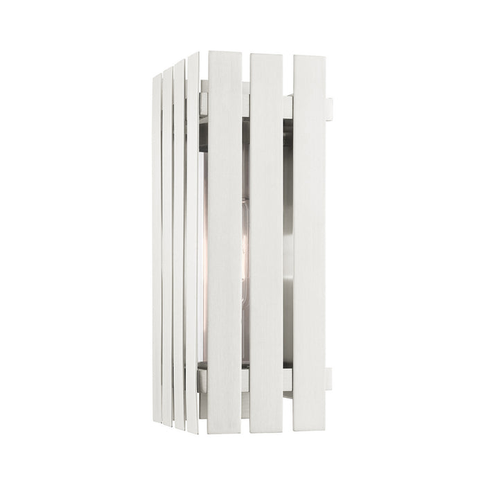 One Light Outdoor Wall Lantern from the Greenwich collection in Brushed Nickel finish
