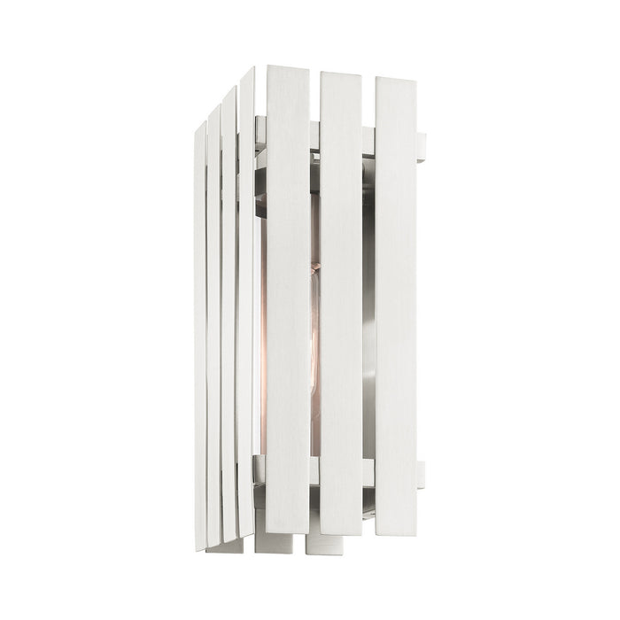 One Light Outdoor Wall Lantern from the Greenwich collection in Brushed Nickel finish