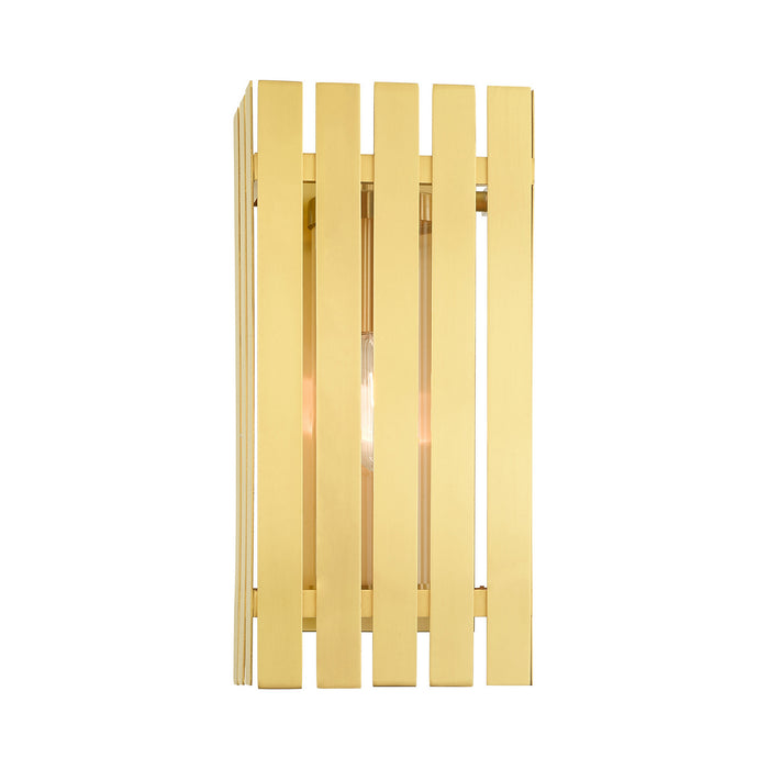 One Light Outdoor Wall Lantern from the Greenwich collection in Satin Brass finish