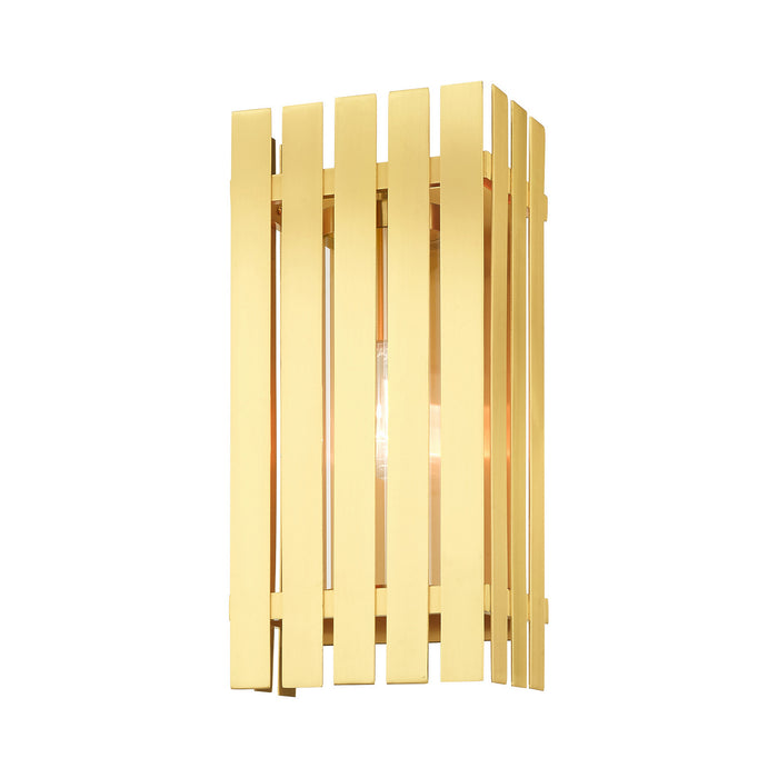 One Light Outdoor Wall Lantern from the Greenwich collection in Satin Brass finish