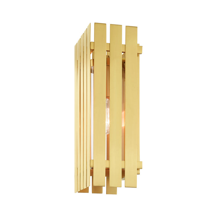 One Light Outdoor Wall Lantern from the Greenwich collection in Satin Brass finish