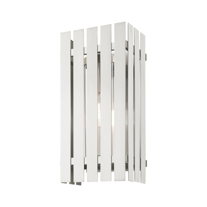 One Light Outdoor Wall Lantern from the Greenwich collection in Brushed Nickel finish