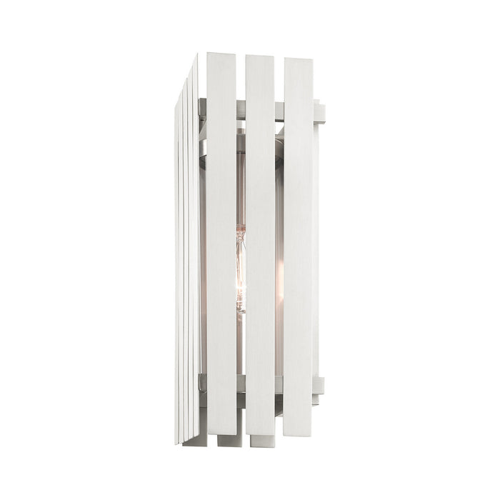 One Light Outdoor Wall Lantern from the Greenwich collection in Brushed Nickel finish