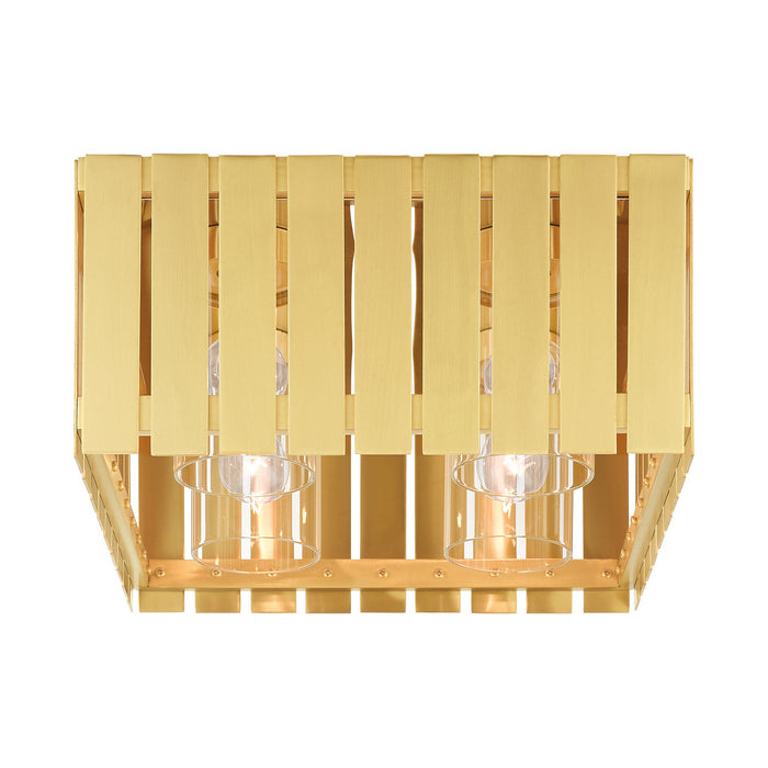 Four Light Outdoor Flush Mount from the Greenwich collection in Satin Brass finish