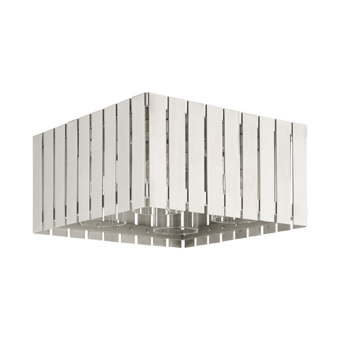 Four Light Outdoor Flush Mount from the Greenwich collection in Brushed Nickel finish