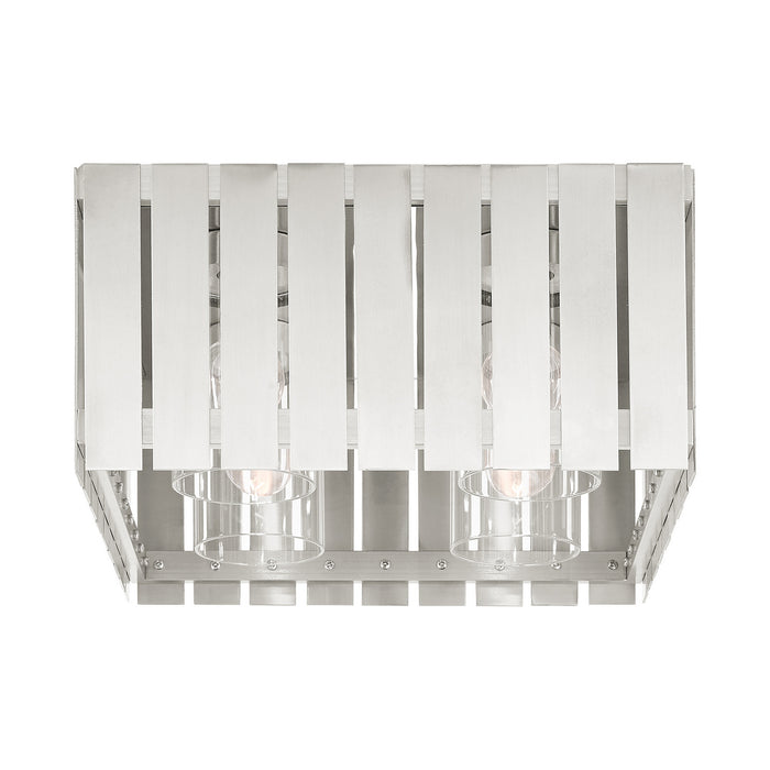 Four Light Outdoor Flush Mount from the Greenwich collection in Brushed Nickel finish