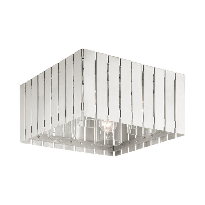 Four Light Outdoor Flush Mount from the Greenwich collection in Brushed Nickel finish