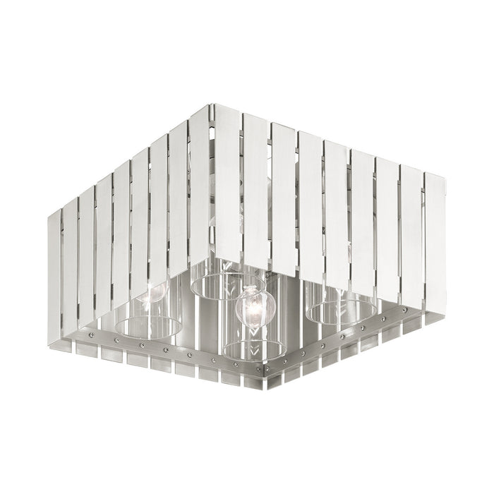 Four Light Outdoor Flush Mount from the Greenwich collection in Brushed Nickel finish