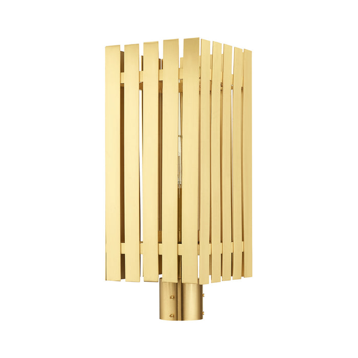 One Light Outdoor Post Top Lantern from the Greenwich collection in Satin Brass finish