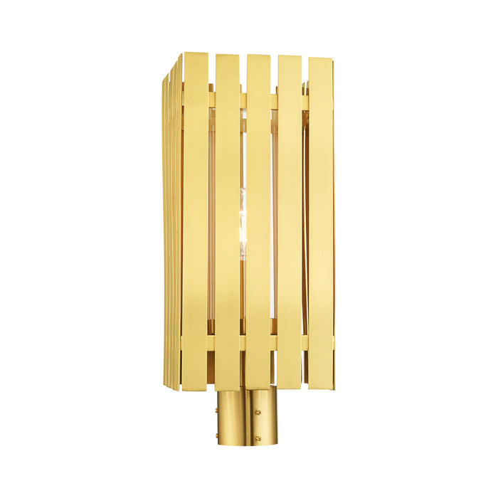 One Light Outdoor Post Top Lantern from the Greenwich collection in Satin Brass finish
