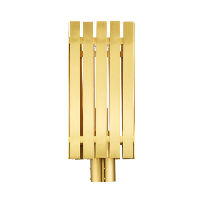 One Light Outdoor Post Top Lantern from the Greenwich collection in Satin Brass finish