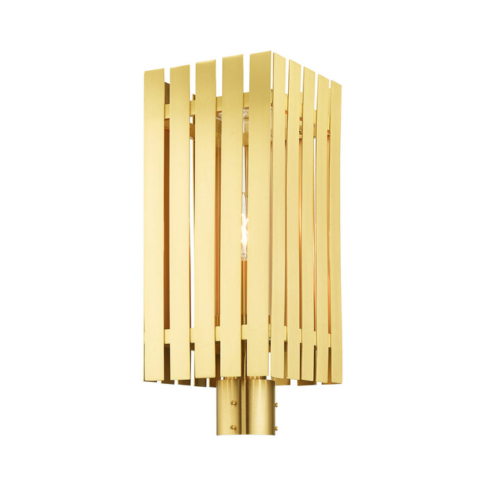 One Light Outdoor Post Top Lantern from the Greenwich collection in Satin Brass finish