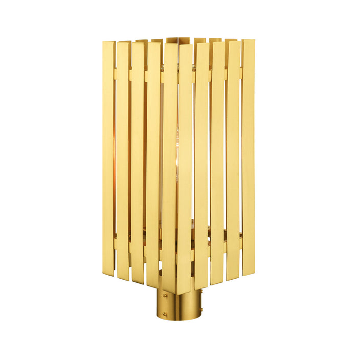 One Light Outdoor Post Top Lantern from the Greenwich collection in Satin Brass finish
