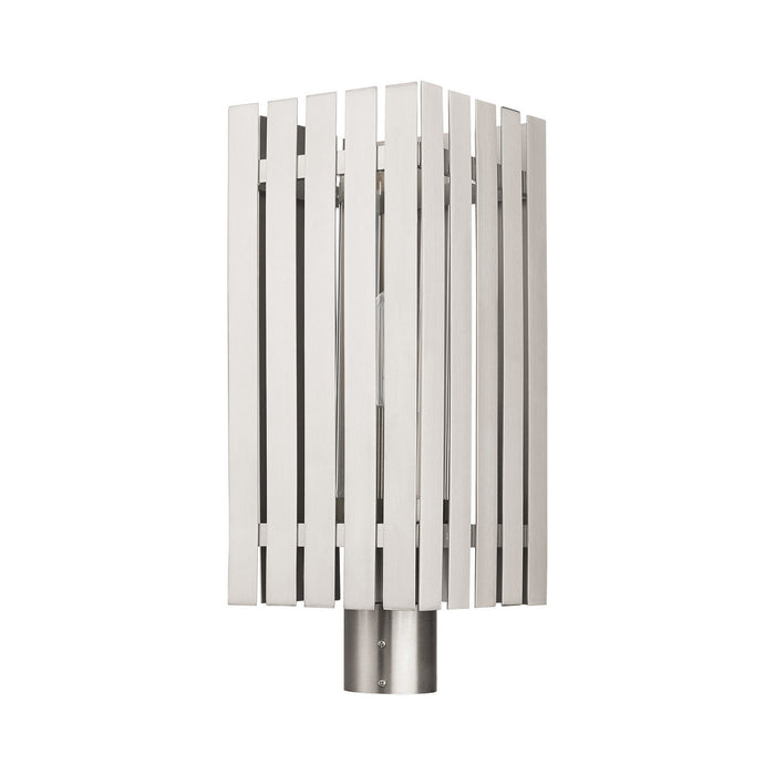 One Light Outdoor Post Top Lantern from the Greenwich collection in Brushed Nickel finish
