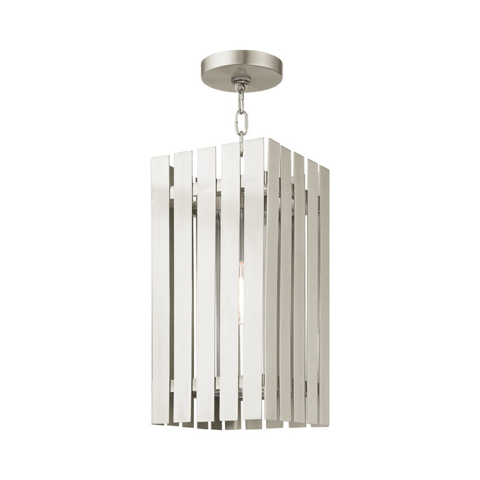 One Light Outdoor Pendant from the Greenwich collection in Brushed Nickel finish