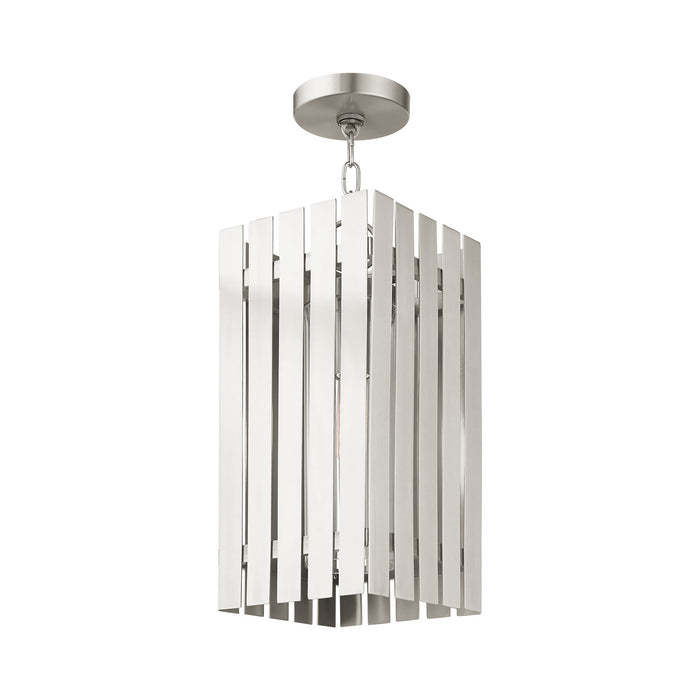One Light Outdoor Pendant from the Greenwich collection in Brushed Nickel finish
