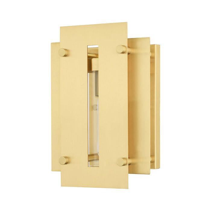 One Light Outdoor Wall Lantern from the Utrecht collection in Satin Brass finish
