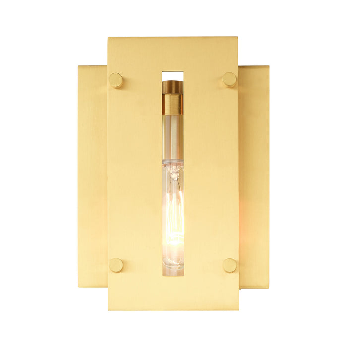 One Light Outdoor Wall Lantern from the Utrecht collection in Satin Brass finish