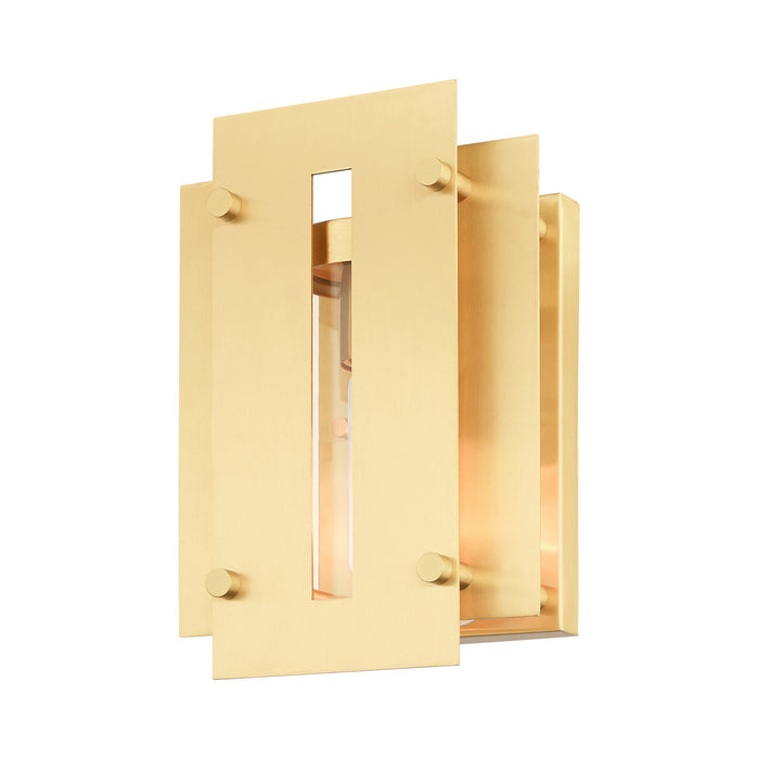 One Light Outdoor Wall Lantern from the Utrecht collection in Satin Brass finish