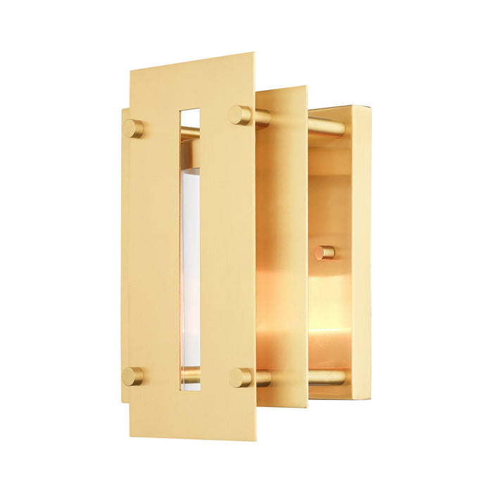 One Light Outdoor Wall Lantern from the Utrecht collection in Satin Brass finish