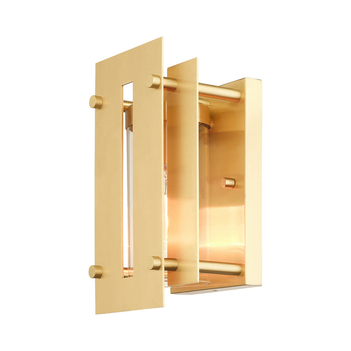 One Light Outdoor Wall Lantern from the Utrecht collection in Satin Brass finish