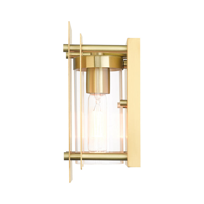 One Light Outdoor Wall Lantern from the Utrecht collection in Satin Brass finish