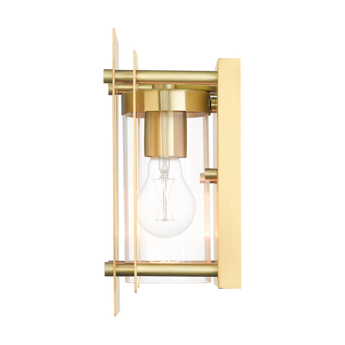 One Light Outdoor Wall Lantern from the Utrecht collection in Satin Brass finish