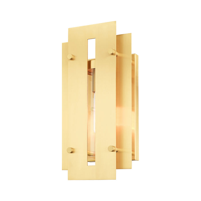 One Light Outdoor Wall Lantern from the Utrecht collection in Satin Brass finish