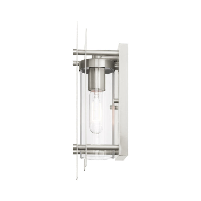 One Light Outdoor Wall Lantern from the Utrecht collection in Brushed Nickel Accents finish
