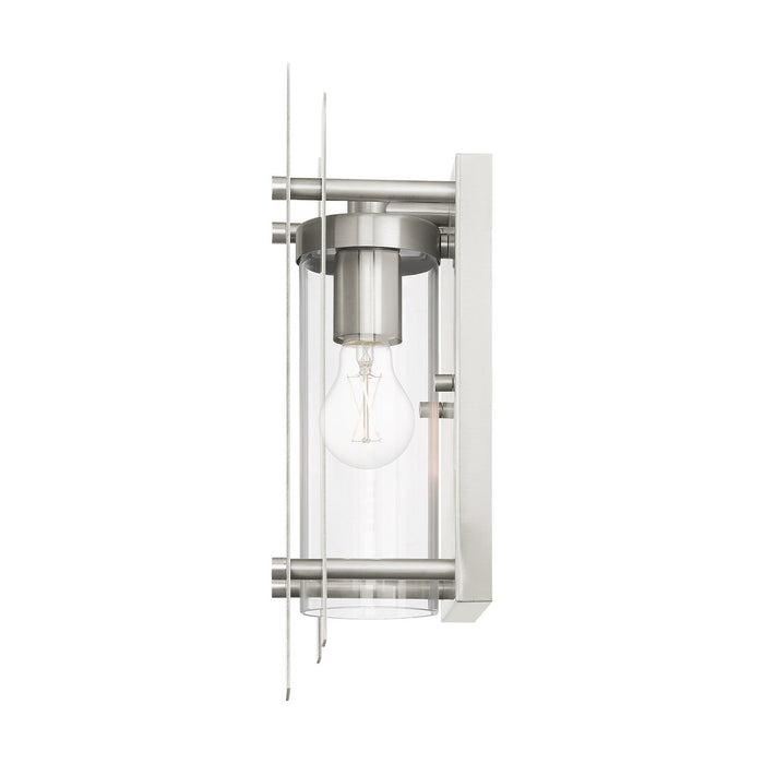One Light Outdoor Wall Lantern from the Utrecht collection in Brushed Nickel Accents finish