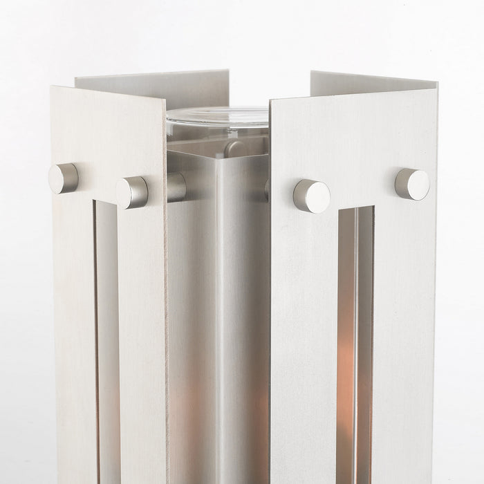 One Light Outdoor Post Top Lantern from the Utrecht collection in Brushed Nickel Accents finish