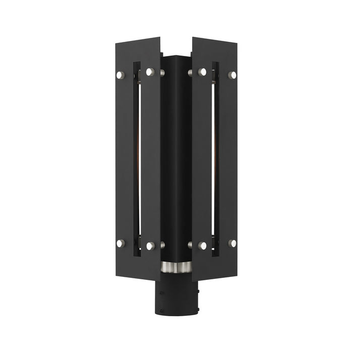 One Light Outdoor Post Top Lantern from the Utrecht collection in Black with Brushed Nickel Accents finish