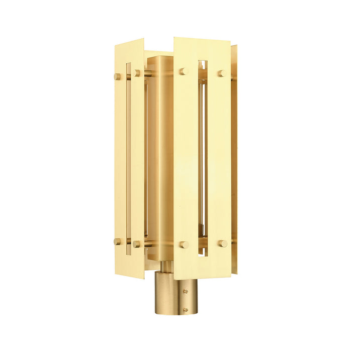One Light Outdoor Post Top Lantern from the Utrecht collection in Satin Brass finish