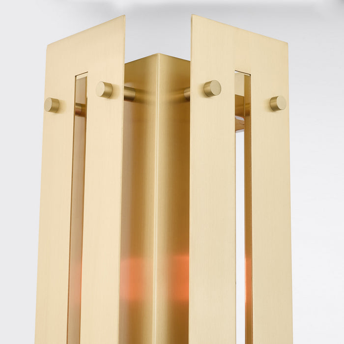 One Light Outdoor Post Top Lantern from the Utrecht collection in Satin Brass finish