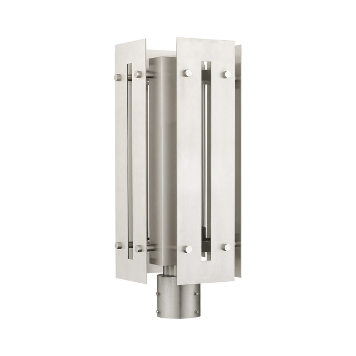 One Light Outdoor Post Top Lantern from the Utrecht collection in Brushed Nickel Accents finish