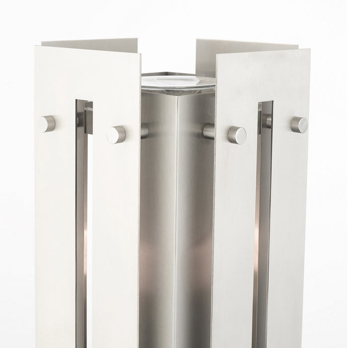 One Light Outdoor Post Top Lantern from the Utrecht collection in Brushed Nickel Accents finish