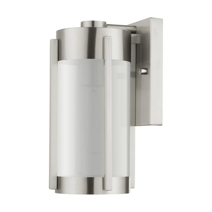 One Light Outdoor Wall Lantern from the Sheridan collection in Brushed Nickel finish