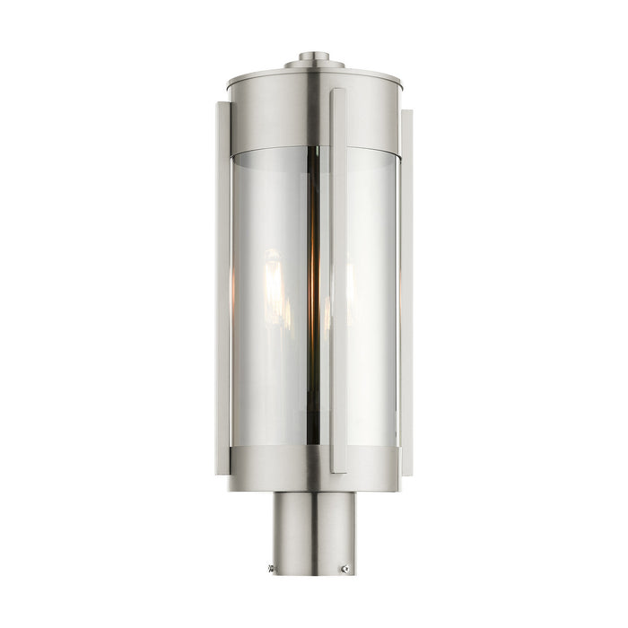 Two Light Outdoor Post Top Lantern from the Sheridan collection in Brushed Nickel finish