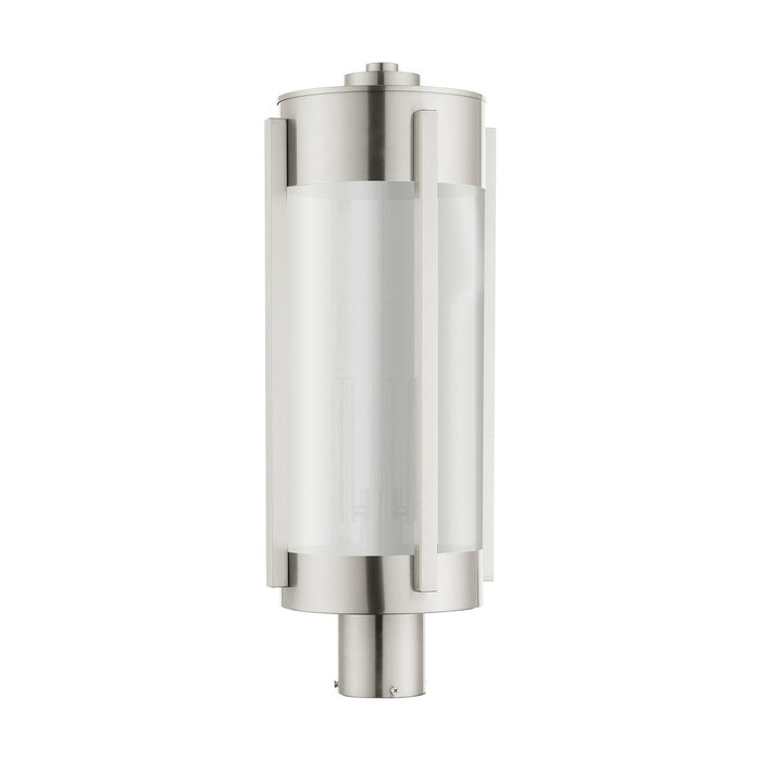 Three Light Outdoor Post Top Lantern from the Sheridan collection in Brushed Nickel finish