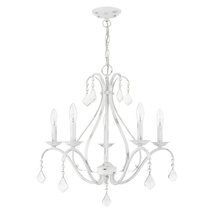 Five Light Chandelier from the Caterina collection in Antique White with Clear Crystals finish