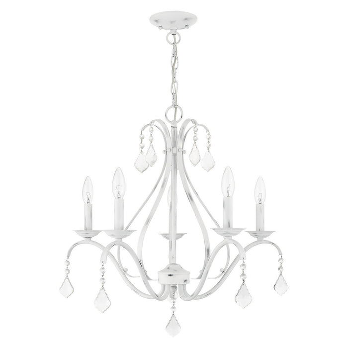 Five Light Chandelier from the Caterina collection in Antique White with Clear Crystals finish